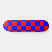 Neon Blue en Red Checkerboard Persoonlijk Skateboard (Horizontaal)