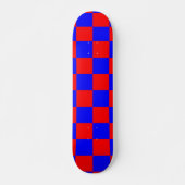 Neon Blue en Red Checkerboard Persoonlijk Skateboard (Voorkant)