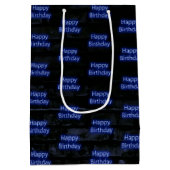 Neon Blue Gelukkige Verjaardag op Baksteen Medium Cadeauzakje (Achterkant)