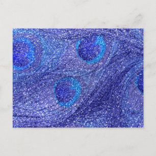 Neon blue glitter peace-veren briefkaart