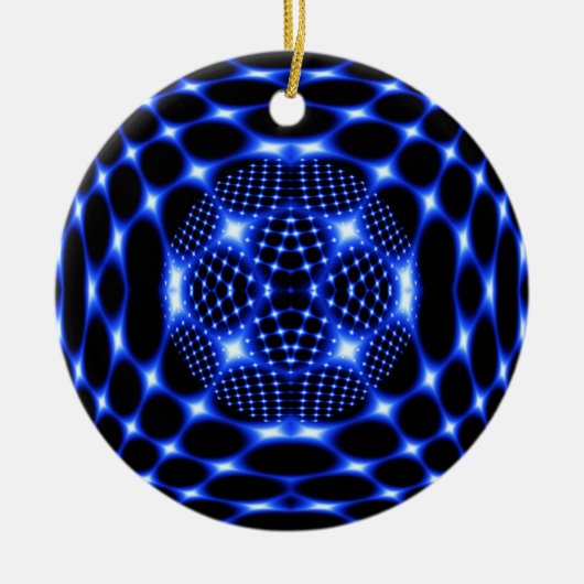 Neon blue glob fractal keramisch ornament (Voorkant)