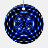 Neon blue glob fractal keramisch ornament (Achterkant)
