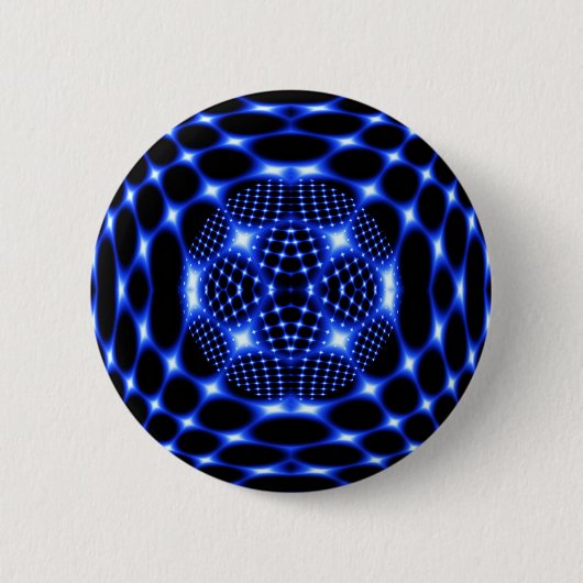 Neon blue glob fractal ronde button 5,7 cm (Voorkant)