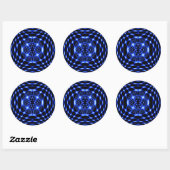 Neon blue glob fractal ronde sticker (Vel)