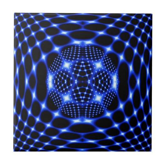 Neon blue glob fractal tegeltje (Voorkant)