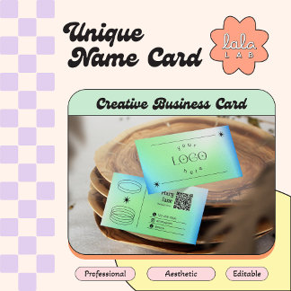 Neon Blue Gradient Trendy Bewerkbaar Visitekaartje