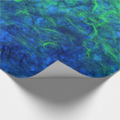 Neon blue green psychedelic Japans rijstpapier Cadeaupapier (Hoek)
