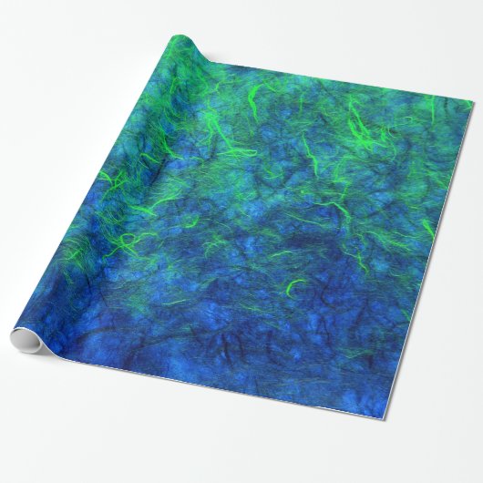 Neon blue green psychedelic Japans rijstpapier Cadeaupapier (Uitgerold)