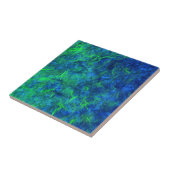 Neon blue green psychedelic Japans rijstpapier Tegeltje (Zijkant)