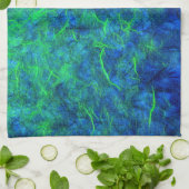 Neon blue green psychedelic Japans rijstpapier Theedoek (Gevouwen)