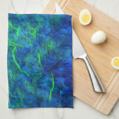 Neon blue green psychedelic Japans rijstpapier Theedoek (Quarter Fold)