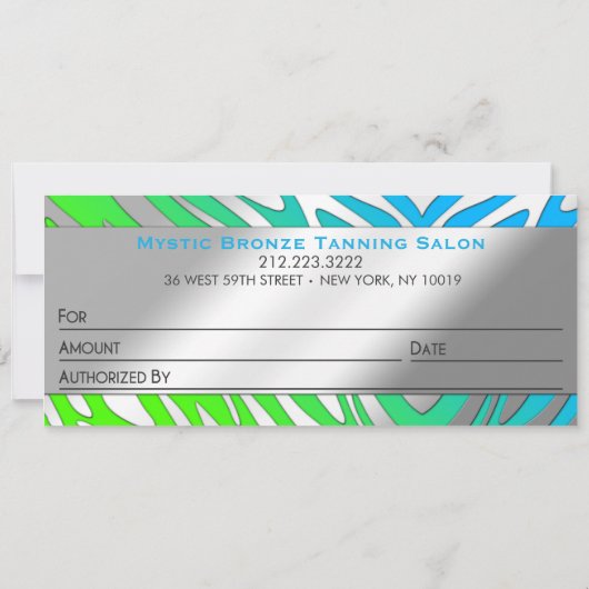 Neon Blue & Green Zebra Print Cadeaubonnen (Achterkant)