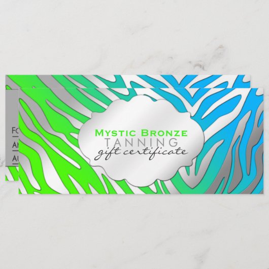 Neon Blue & Green Zebra Print Cadeaubonnen (Voorkant / Achterkant)