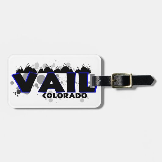 Neon blue grunge Vail Colorado Bagagelabel (Voorkant horizontaal)
