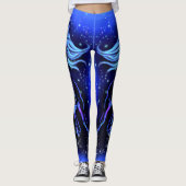 Neon Blue Horse bij Moonlight Sterrennacht Leggings (Voorkant)