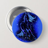 Neon Blue Horse bij Moonlight Sterrennacht Ronde Button 7,6 Cm (Voorkant /achterkant)