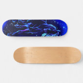 Neon Blue Horse in Moonlight Night Persoonlijk Skateboard (Horizontaal)