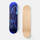 Neon Blue Horse in Moonlight Night Persoonlijk Skateboard (Voorkant)