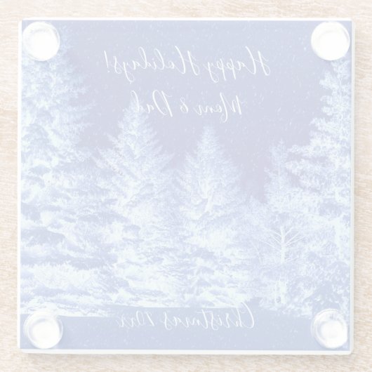 Neon Blue kerstboom Glazen Onderzetter (Achterkant)