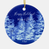 Neon Blue kerstboom Keramisch Ornament (Voorkant)