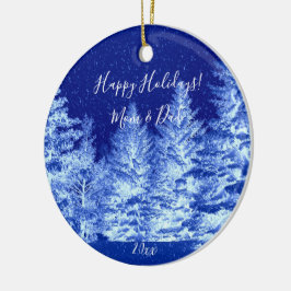 Neon Blue kerstboom Keramisch Ornament