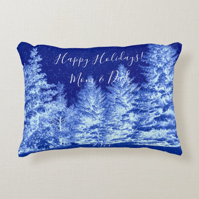 Neon Blue-kerstboom Lumbar Pillow Accent Kussen (Voorkant)