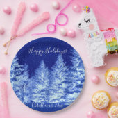 Neon Blue kerstboom Papieren Bordje (Feest)