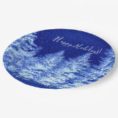 Neon Blue kerstboom Papieren Bordje (Gekanteld)