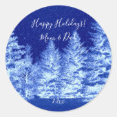 Neon Blue kerstboom Ronde Sticker (Voorkant)
