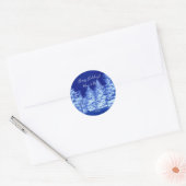 Neon Blue kerstboom Ronde Sticker (Envelop)