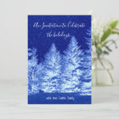 Neon Blue Kerstmis - Uitnodiging (Staand voorkant)