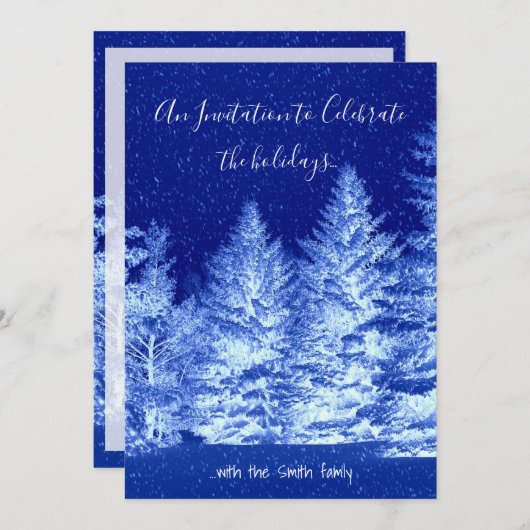 Neon Blue Kerstmis - Uitnodiging (Voorkant / Achterkant)