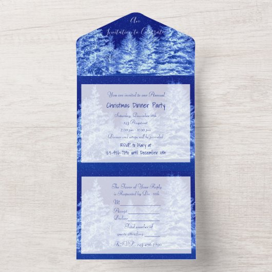 Neon Blue Kerstmis - Uitnodiging (Binnen)