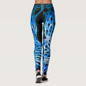 Neon Blue Leopard Print Leggings & Yogabroek (Achterkant)