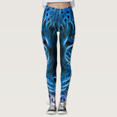 Neon Blue Leopard Print Leggings & Yogabroek (Voorkant)