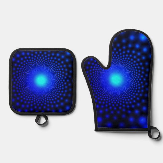 Neon Blue Lights Ovenwant & Pannenlap Set (Voorkant)