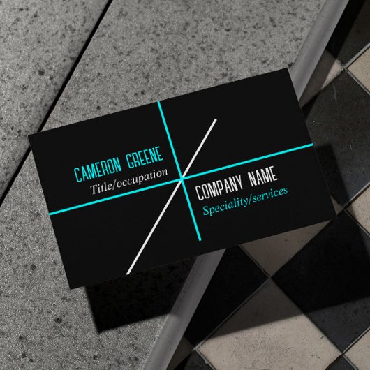 Neon Blue Lines Zwart Visitekaartje