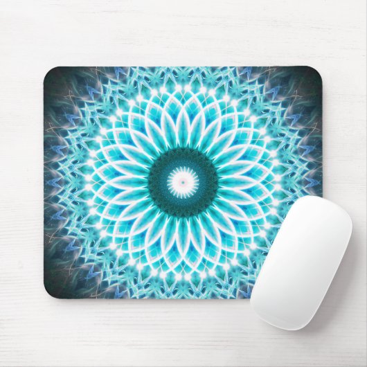 Neon Blue Lotus Mandala Muismat (Met muis)