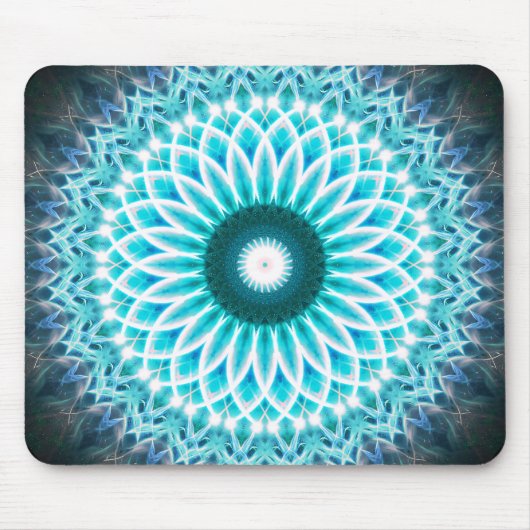 Neon Blue Lotus Mandala Muismat (Voorkant)