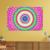 Neon Blue Mandala Circle Stretted Canvas Afdrukken (Insitu (Woonkamer))