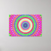 Neon Blue Mandala Circle Stretted Canvas Afdrukken (Voorkant)
