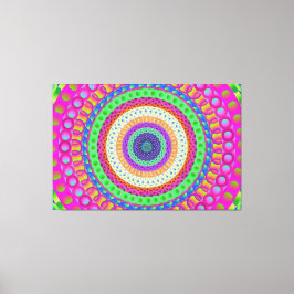 Neon Blue Mandala Circle Stretted Canvas Afdrukken