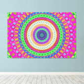 Neon Blue Mandala Circle Stretted Canvas Afdrukken (Insitu (Houten vloer))