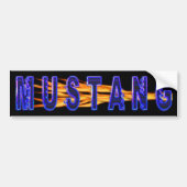 Neon Blue Mustang en Flames Bumpersticker (Voorkant)