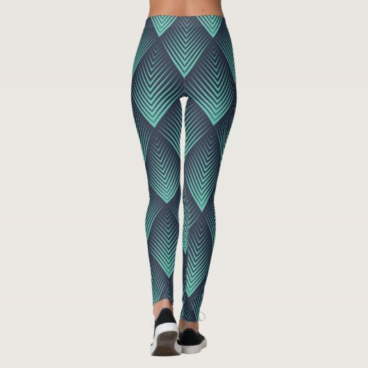 Neon Blue Op-Art Chevron. Leggings (Achterkant)