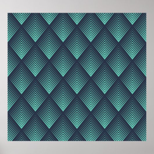 Neon Blue Op-Art Chevron. Poster (Voorkant)