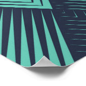 Neon Blue Op-Art Chevron. Poster (Hoek)