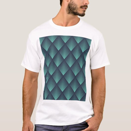 Neon Blue Op-Art Chevron. T-shirt (Voorkant)