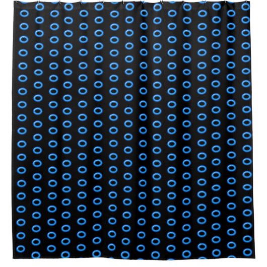 Neon Blue op zwart Douchegordijn (Voorkant)