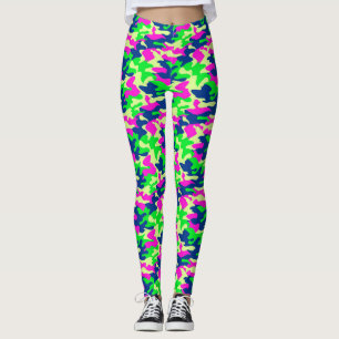 Neon Blue, Pink & Green Camouflage Leggings